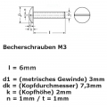 Bild 2 von Montageoption: Tellerschraube M3 (Gewinde 3mm), Länge 6mm, Edelstahl, M3x6